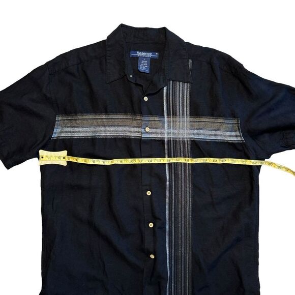 Linen Blend Men's Black Short Sleeve Button Front Shirt Sz Large - Picture 8 of 9